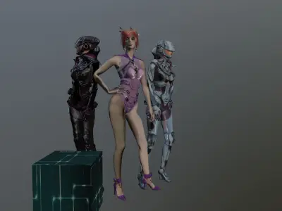 Cyborg Woman Low-poly 3D model