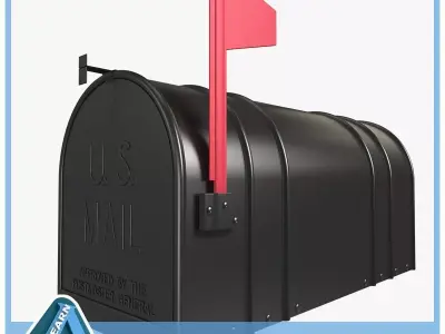 Mailbox with flag 3D model