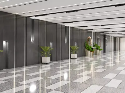 Modern Stilt Floor Parking and Lobby Design 3D model