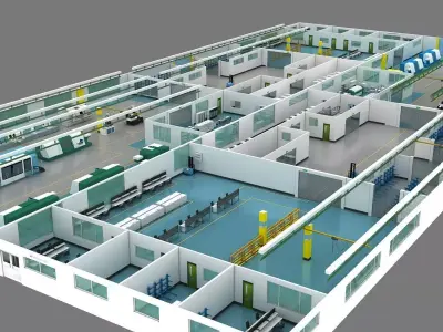 Factory floor plan 3D model