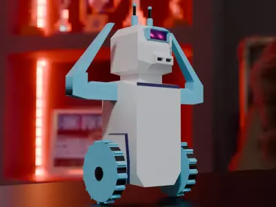 Robo 3D Model - Blender Cycles Render Free low-poly 3D model