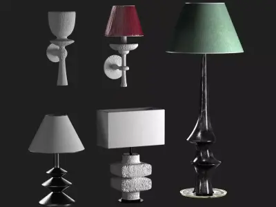 table and wall lamps set  3D model
