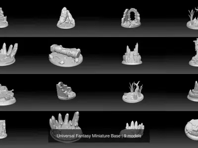 Universal Fantasy Miniature Base 3D Model Pack