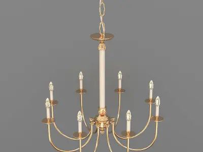 Chandelier gold with six lights 3D model