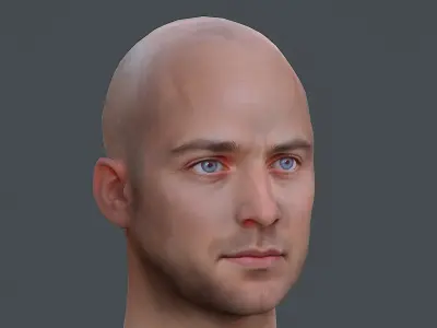 Male head Realistic Perfect Head Low-poly 3D model game ready  Low-poly 3D model