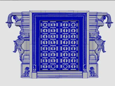 dasavathar vishnu traditional temple door 3D model