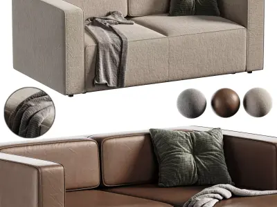 Corner and Straight Aront Mini Sofa 3D model