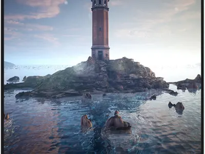 Lighthouse Island  High Quality Environment Low-poly 3D model