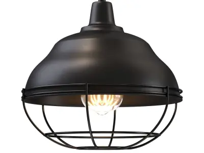 Levi 10 Industrial Farmhouse Iron LED Pendant - Jonathan Y 3D model