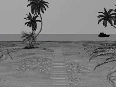 Realistic Beach Scene - 3D Artwork 3D model