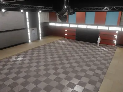 Late Night TV Studio  Low-poly 3D model