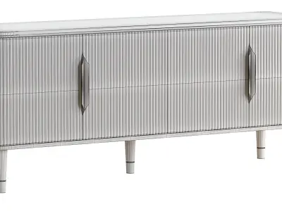 Off White Contemporary TV Stand 4 Doors 3D model