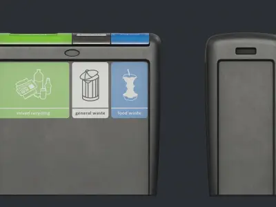 Street Trash Can 32 PBR Game Ready Low-poly 3D model