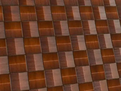 Polished Mahogany Woven Square Tiles PBR Seamless Texture