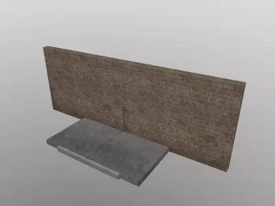 3D Modular Brick Wall and Asphalt Floor Set Low-poly 3D model