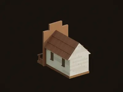 Bank in Old West Low-poly 3D model