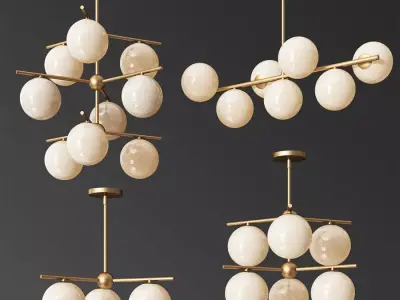 Westelm Sphere Stem Chandelier Set 3D model