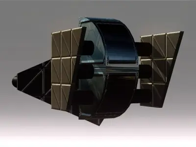 Low Poly Blocks Spaceship  Low-poly 3D model