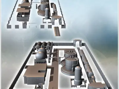 Industrial Zone Set with Railway Tracks Railway Trains Industria 3D print model