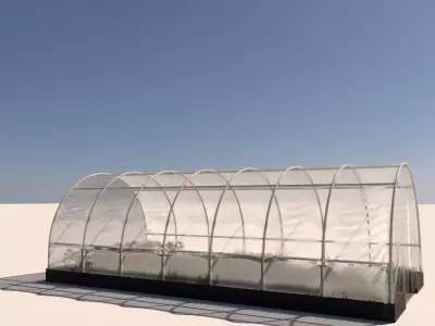 Arched plastic greenhouse Low-poly 3D model