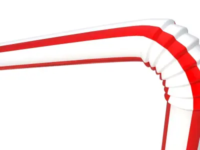 Bendy Plastic Drinking Straw Striped 3D model