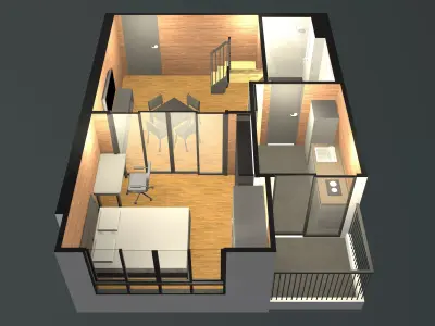 Apartment room in plan cut 25-65 3D model