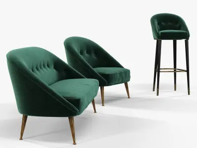 Brabbu Malay armchair sofa and bar chair 3D model