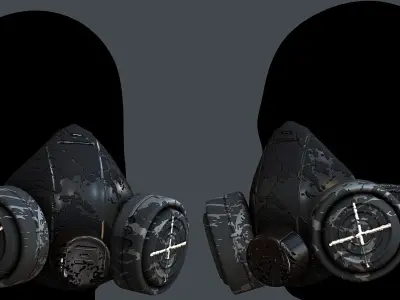 Gas mask helmet 3d model scifi Low-poly Low-poly 3D model Low-poly 3D model 42