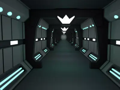 Sci fi Corridor Low-poly 3D model 20