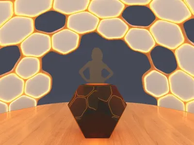 Kiosk hexagonal dome with lights 3D model