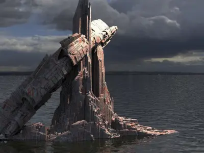 Tatooine Ship in cliffs 3D model