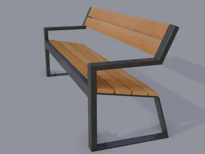 4 Street bench pack Low-poly 3D model