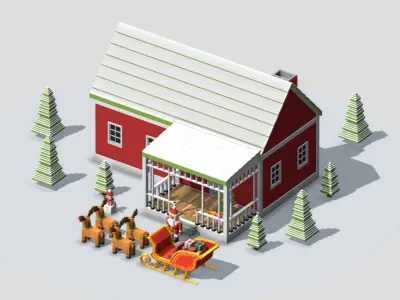Voxel Christmas Pack Low-poly 3D model