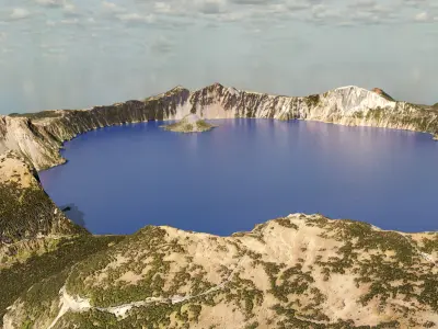 Crater Lake Terrain Low-poly 3D model