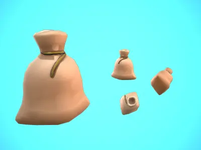 SACK CARTOON STYLIZED Low-poly 3D model