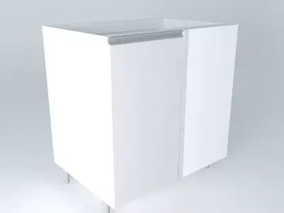 Straight corner desk 1 door Free 3D model