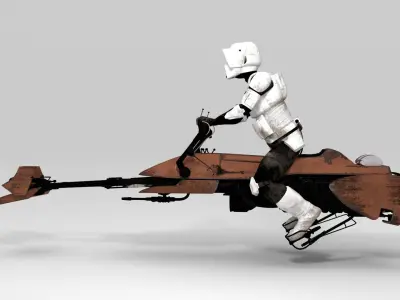 Star Wars - Set - Speeder bike with Scout trooper 3D model