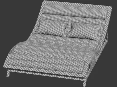 Double wooden chaise lounge  3D model