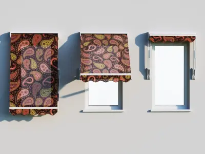 Sunblind three checkered window awnings 3D model