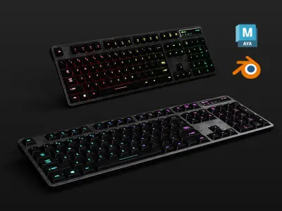 LED Neon Light Gaming Keyboard Free low-poly 3D model