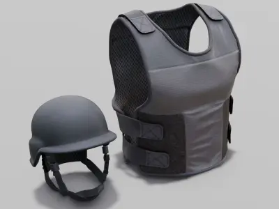  Armor Suit with Helmet 3D Model Low-poly 3D model