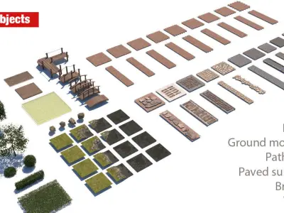 landscape pathways Low-poly 3D model