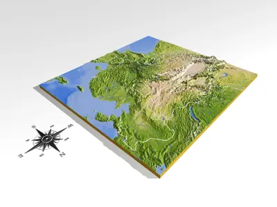 China High resolution 3D relief maps 3D model