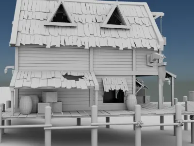Beach Wooden House 3D model 3D model