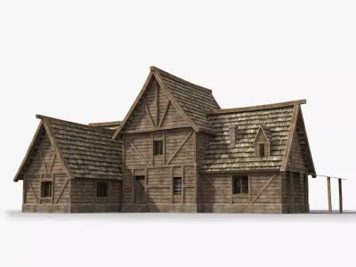 Medieval house x2 Low-poly 3D model