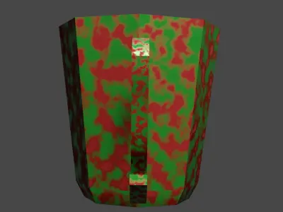 Metal cup with green paint with rust and dirt on surface Low-poly 3D model