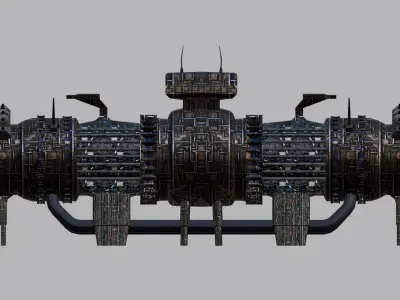 Space Mining building refinery  facility 319 Low-poly 3D model