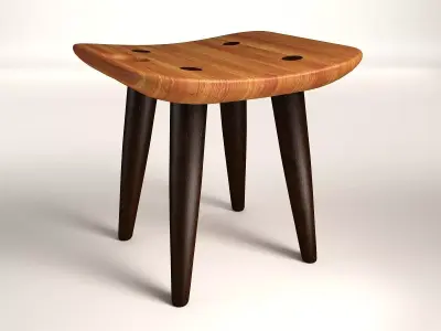Sonia wooden stool with legs 3D model