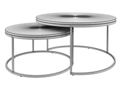 Spiro oak black set of industrial round coffee table Actona 3D model