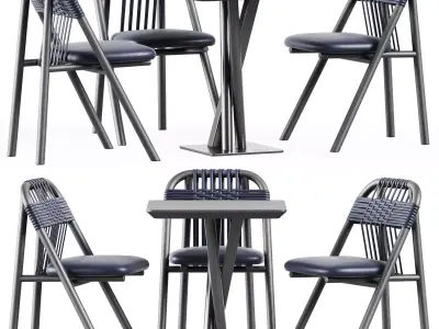 Niels Table S60 by TrabA and Dining Chair 01 C by Very Wood 3D model